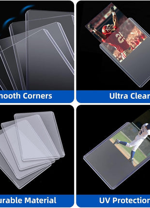 400 Card Sleeves Hard Plastic, Arjiekwei 3 inchX4 inch Baseball Cards Protectors Plastic, Premium Card Holder for Trading Sports Baseball Football Game Cards (200 Hard Sleeve + 200 Soft Sleeve)