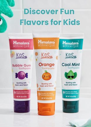 Himalaya Botanique Kids Toothpaste, Cool Mint, Fluoride-Free, Gentle, No Artificial Colors, SLS Free, Gluten Free, Cruelty Free, Vegan, Foaming, 4 Oz, 1 Pack…