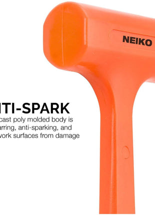 NEIKO 02847A 2 LB Dead Blow Hammer, Neon Orange | Unibody Molded | Checkered Grip | Spark and Rebound Resistant