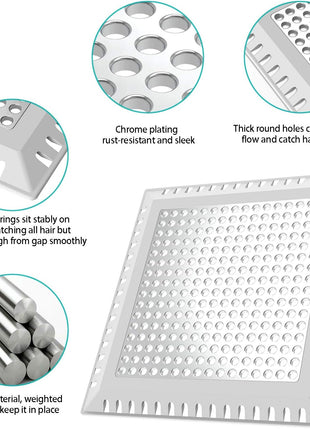 Aojuxix Shower Drain Hair Catcher/Drain Strainer/Shower Drain Cover | Stainless Steel and Silicone Hair Trap for Bathroom Floor Drain (Patented Product)