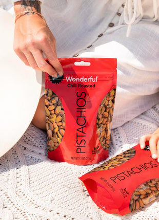 Wonderful Pistachios No Shells, Chili Roasted Nuts, 11 Ounce Resealable Bag, Protein Snacks, Gluten Free College Snacks, Healthy Snacks for Adults