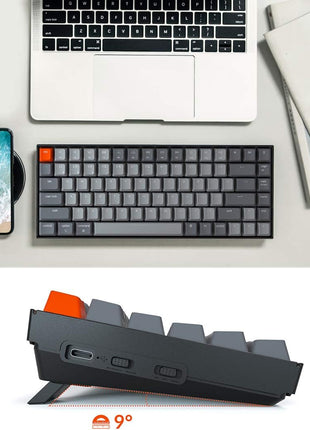Keychron K2 75% Layout Bluetooth Wireless Mechanical Keyboard Super Switch/White LED Backlit/USB C/Anti Ghosting/N-Key Rollover, 84 Keys Gaming Keyboard for Mac Windows-Version 2