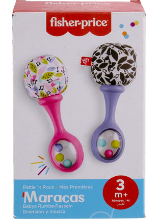 Fisher-Price Newborn Toys Rattle 'n Rock Maracas, 2 Soft Musical Instruments for Developmental Play Babies Ages 3+ Months, Pink & Purple