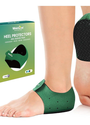 Welnove Gel Heel Protector Cups, Inserts Pads for Women Men, Plantar Fasciitis, Heels Spur Pain Relief, Achilles Tendonitis Dry Cracked Heel Support Cushion Black (W 4.5-9 / M 5-8)