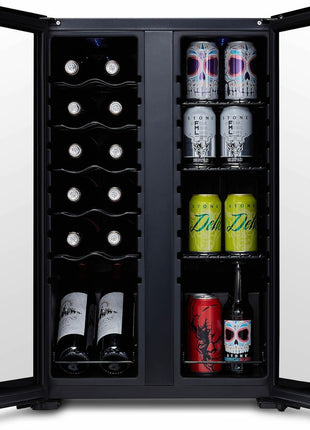 Luma Comfort Shadow Series Wine Cooler Refrigerator 12 Bottle & 39 Can Dual Temperature Zones, Freestanding Mirrored Wine and Beverage Fridge with Double-Layer Tempered Glass Door & Compressor Cooling