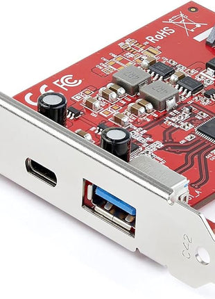StarTech.com 2-Port 10Gbps USB-A & USB-C PCIe Card - USB 3.2 Gen 2 PCI Express Type C/A Host Controller Card Adapter - USB 3.2 Gen 2 PCIe Expansion Add-On Card - Windows, macOS, Linux, TAA