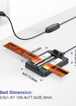 JJC Negative Slide Film Cutter for 35mm 120 Format Strips for Clean Cutting | Negative Cutter with 11-Level Brightness LED Backlight, USB-C Charging, Precision Marks to Assist with Cutting, Iron Base