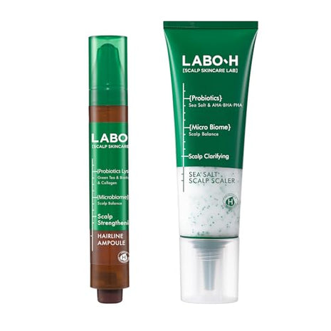 LABO.H Scalp Strengthening Roll On Serum and Scrub SET - Korean Hair Anchoring Serum for Daily Massage and Hair Growth | Vegan | Anti-Loss Treatment | Cooling & Soothing Relief with Rosemary Oil