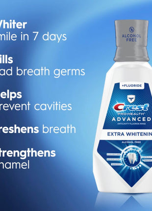 Crest Pro-Health Advanced Mouthwash, Alcohol Free, Extra Whitening, Energizing Mint Flavor, 946 mL (32 fl oz)