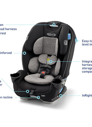 Graco Slimfit 3-in-1 Convertible Car Seat, Slim Car Seat with Space-Saving Design, Highback Booster Seat with 10-Position Headrest, Rear Facing and Forward Facing Carseat, Jarret