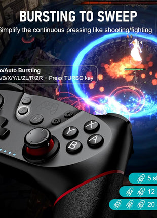 Diswoe Switch Controllers, 2 Pack Wireless Pro Controller for Switch 2/Lite/OLED with Mappable Buttons, Hall Effect Gaming Controller for PC/Android with Motion Control/Vibration/Turbo/Wake Up