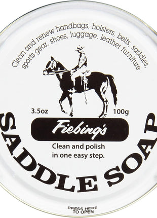 Fiebing's White Saddle Soap for Leather (3.5 oz Tin) - Leather Cleaner & Conditioner to Soften & Protect Leathercraft, Car Seat, Couch, Shoe & Saddles