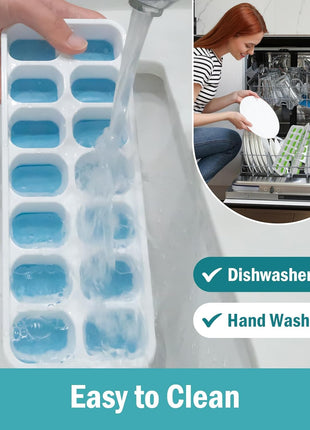 Ice Cube Trays for Freezer   3 Pack 42 Cubes, Easy to Release Silicone Ice Trays with Spill Resistant Lids, Reusable Ice Tray,Stackable and BPA Free, Perfect for Cocktails, Drinks,and Ice Coffee