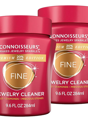 Connoisseurs Premium Edition Fine Jewelry Cleaner Solution for Gold, Diamonds, Platinum, and Gemstones - 9.6 fl oz - Restores Brilliance in Seconds