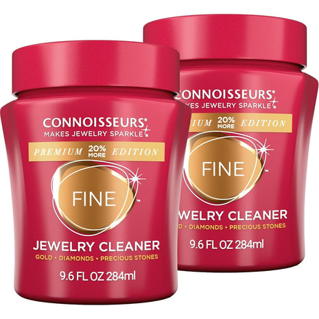 Connoisseurs Premium Edition Fine Jewelry Cleaner Solution for Gold, Diamonds, Platinum, and Gemstones - 9.6 fl oz - Restores Brilliance in Seconds