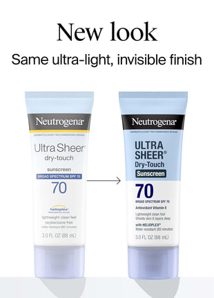 Neutrogena Ultra Sheer Dry Touch Sunscreen Lotion, SPF 70, 3 fl. oz | Broad Spectrum for UVA/UVB Protection, Lightweight, Water-Resistant up to 80 Minutes, Oxybenzone-Free