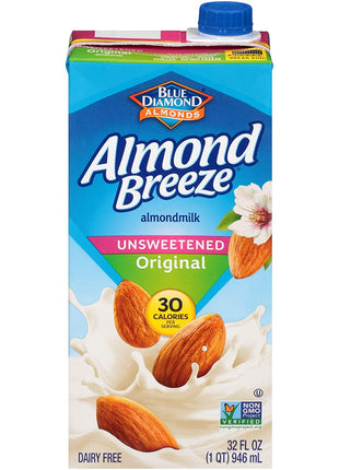 Almond Breeze Dairy Free Almondmilk Unsweetened Original 32 Oz Boxes, 6 Count