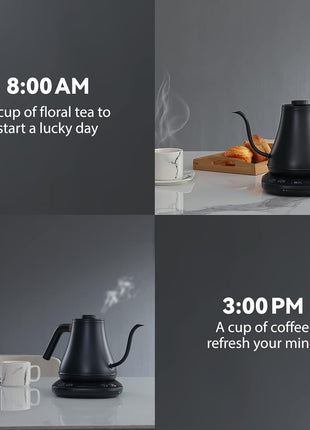 Mecity Electric Kettle Gooseneck Pour Over Kettle ±1°F Temperature Control Quick Heating Water Boiler for Coffee & Tea & Formula Auto Shut Off Tea Kettle 1200 Watt, 0.8L, Matt Black, Barista Edition