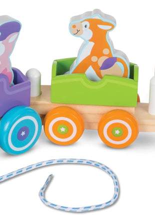 Melissa & Doug First Play Wooden Rocking Farm Animals Pull Train