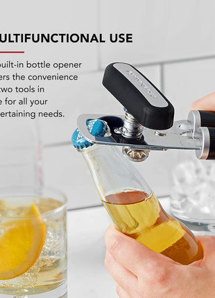 KitchenAid Classic Multifunction Can Opener and Bottle Opener Easy to Use, Razor Sharp Stainless Steel Cutting Wheel, Soft Ergonomic Handles, Black