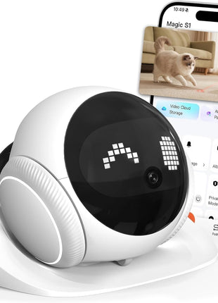 Vivideye Pet Camera 1080P, Movable Robot Security Camera for Dog Cat, Rolling Robot Indoor Camera with Talk,Battery-Operated, Auto-Recharge, Night Vision,SD/Cloud Storage, Pet/Human/Voice Detection