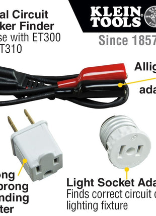 Klein Tools ET310KIT AC Circuit Breaker Finder Kit, Electric Tester, GFCI Tester, Leads, Adapters and Case