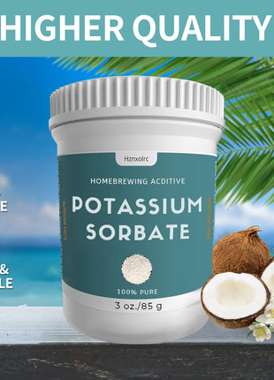 3 oz Potassium Sorbate Food Grade, 100% Pure, Premium Potassium Sorbate for Wine Making, Home Brewing, Cakes, Soft Candy, Cookies and More