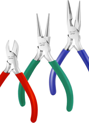 Mr. Pen- Pliers for Jewelry Making, 3 Pack, Chain Nose | Round Nose Pliers Set and Wire Cutter for Beading, Wire Wrapping, Jump Rings, Jewelry Repair, Crafting, DIY