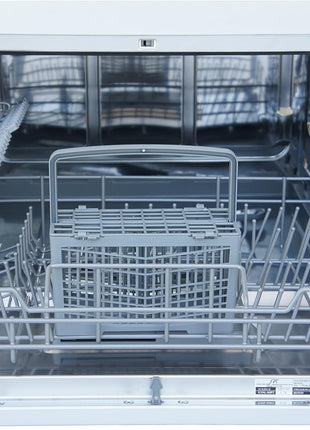 SPT SD-2224DS ENERGY STAR Compact Countertop Dishwasher with Delay Start - Portable Dishwasher with Stainless Steel Interior and 6 Place Settings Rack Silverware Basket, Silver
