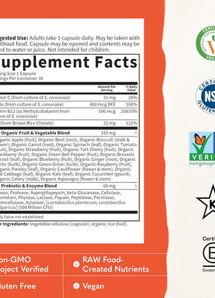 Garden of Life Vitamin Code Raw Iron Supplement - 30 Vegan Capsules, 22mg Once Daily Iron, Vitamins C, B12, Folate, Fruit, Veggies & Probiotics, Iron Supplements for Women, Energy & Anemia Support