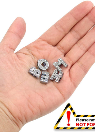 AUEAR, 52 Pack Silver A-Z 8mm Full Rhinestone Slide Crystal Alphabet Alloy Letter Charm for Bracelets Necklace Wristbands DIY Jewelry Making