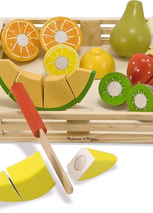 Melissa & Doug Wooden Cutting Fruit Toy Food Set & Pretend Play Kitchen Accessories, Preschool Learning Toys for Girls & Boys 3+