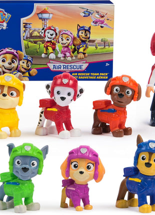 Paw Patrol Air Rescue Toy Figures Gift Pack with 7 Collectibles | 7 Collectible Action Figures, Aviation Flight Uniforms, 2-Inch Tall Pups & 3.5-Inch Ryder, Kids Toys for Boys & Girls Ages 3+