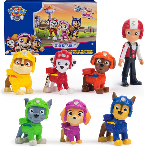Paw Patrol Air Rescue Toy Figures Gift Pack with 7 Collectibles | 7 Collectible Action Figures, Aviation Flight Uniforms, 2-Inch Tall Pups & 3.5-Inch Ryder, Kids Toys for Boys & Girls Ages 3+