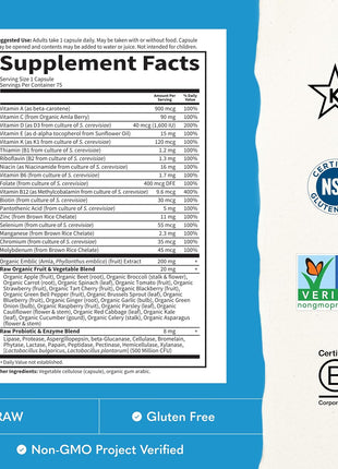Garden of Life Vitamin Code Raw One for Men, Once Daily Multivitamin, 75 Capsules, One a Day Mens Vitamins plus Fruit, Veggies & Probiotics for Mens Health, Vegetarian Multivitamins