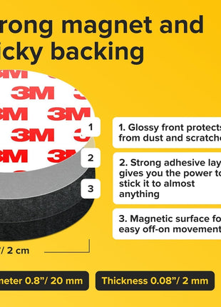X-bet MAGNET Round Flexible Magnets with Adhesive Backing - (100pcs 0.8 inchx0.08 inch) Magnetic Dots for Whiteboard, Fridge - Stickers for Planning and Organization - Teacher Must Have - Teacher Supplies