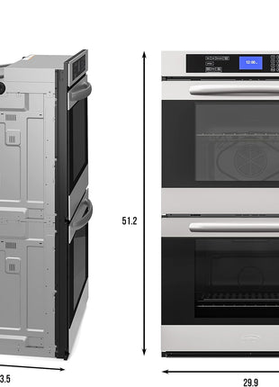 KoolMore 30-Inch Electric Double Wall Oven with Quiet, Rapid Convection Cooking, 7 Cook and Baking Modes, Dual Large Capacity Ovens, Stainless-Steel Unit, Self-Cleaning (KM-WO30D-SS)