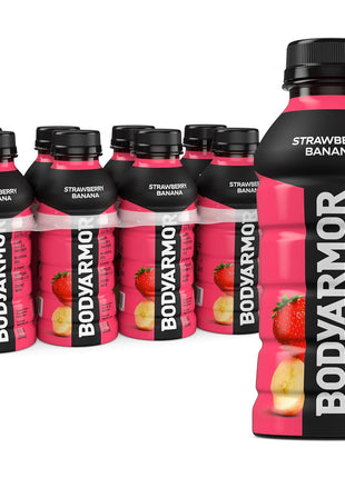 BODYARMOR Sports Drink Sports Beverage, Strawberry Banana, Coconut Water Hydration, Natural Flavors With Vitamins, Potassium Packed Electrolytes, Perfect For Athletes, 12 Fl Oz (Pack of 8)