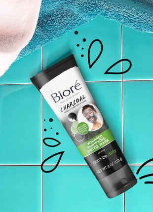 Bioré Charcoal Whipped Purifying Detox Mask, with Natural Charcoal, Deep Pore Cleansing, 4 Ounce, Dermatologist Tested, Non-Comedogenic, Oil Free