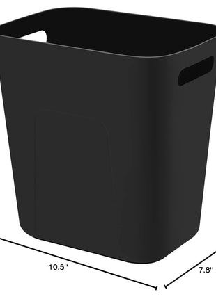 UUJOLY Plastic Small Trash Can Wastebasket, Garbage Container Basket for Bathrooms, Laundry Room, Kitchens, Offices, Kids Rooms, Dorms, 3.5 Gallon, Black