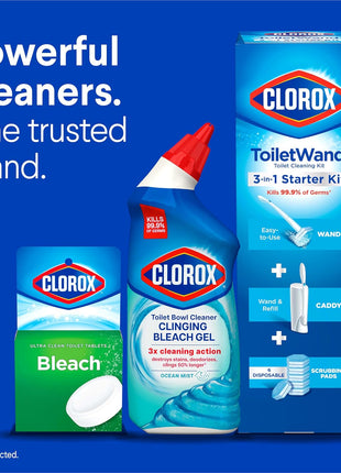 CLOROx Toilet Bowl Cleaner Clinging Bleach Gel, Ocean Mist, 24 Fl Oz, Pack of 2 (Package May Vary)