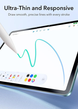 ESR 2 Pack Paper-Feel Screen Protector for iPad Air 11 Inch M4/M3/M2 (2026/2025/2024, 8th/7th/6th Gen), Write and Draw Like on Paper, 9H Tempered Glass, Matte Anti-Glare with Alignment Frame