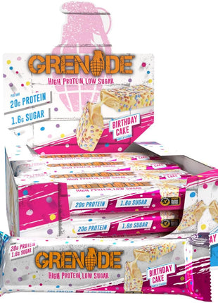Grenade Carb Killa High Protein and Low Sugar Candy Bar, 12 x 60 g - Birthday Cake