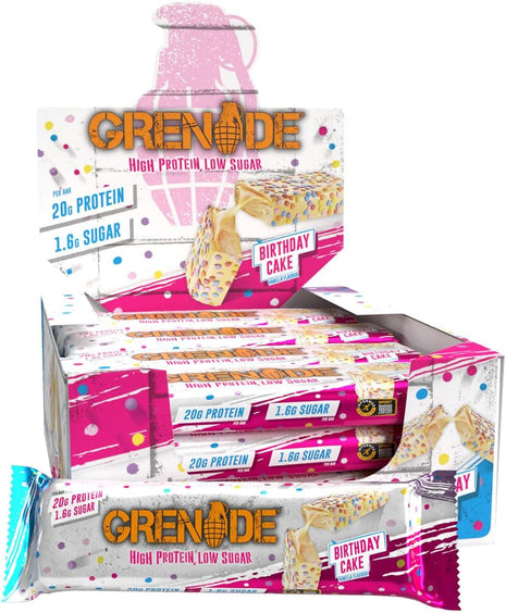 Grenade Carb Killa High Protein and Low Sugar Candy Bar, 12 x 60 g - Birthday Cake
