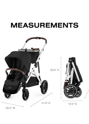 Cybex Gazelle S All-in-One Toddler and Baby Stroller with Over 20 Modular Configurations, Ergonomic Near-Flat Recline, Shopper Basket, and Compact Fold, Moon Black, Silver Frame