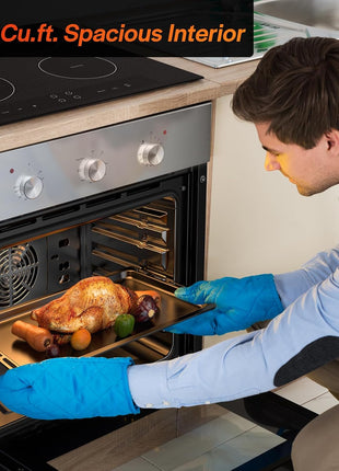 Empava 24" Electric Single Wall Oven with 6 Cooking Functions | Mechanical Knobs Control in Stainless Steel