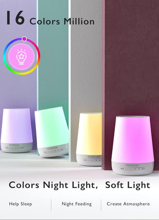 Baby Sound Machine, Momcozy White Noise Machine for Baby Sleeping with Night Light, Toddler Sleep Trainer 34 Soothing Sleep Sounds, Timer, App Remote Control, Personal Sleep Routine Alarm Clock(Blue)