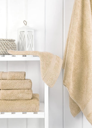 Cotton Paradise 100% Cotton Turkish Towel Set, Soft Absorbent Quick Dry, 6 Piece Towel Set, Beige