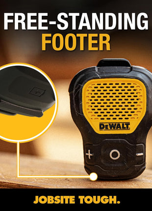 DEWALT Wearable Bluetooth Speaker (Updated Version), Clip-On Wireless Jobsite Pro Water-Resistant Portable Speaker (Non-Magnetic), Built-in Mic for Hands-Free Music/Calls, Bluetooth Speaker (Yellow)