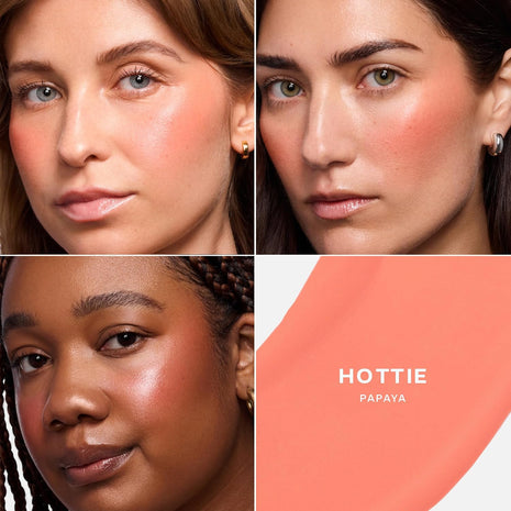 Saie Cheek Flush Duo - Dew Liquid Blush (.40 oz, Hottie), SuperSuede Baked Powder Blush (.01 oz, Stella) - Layerable, Skin-Nourishing Blushes for a Seamless Radiant Finish